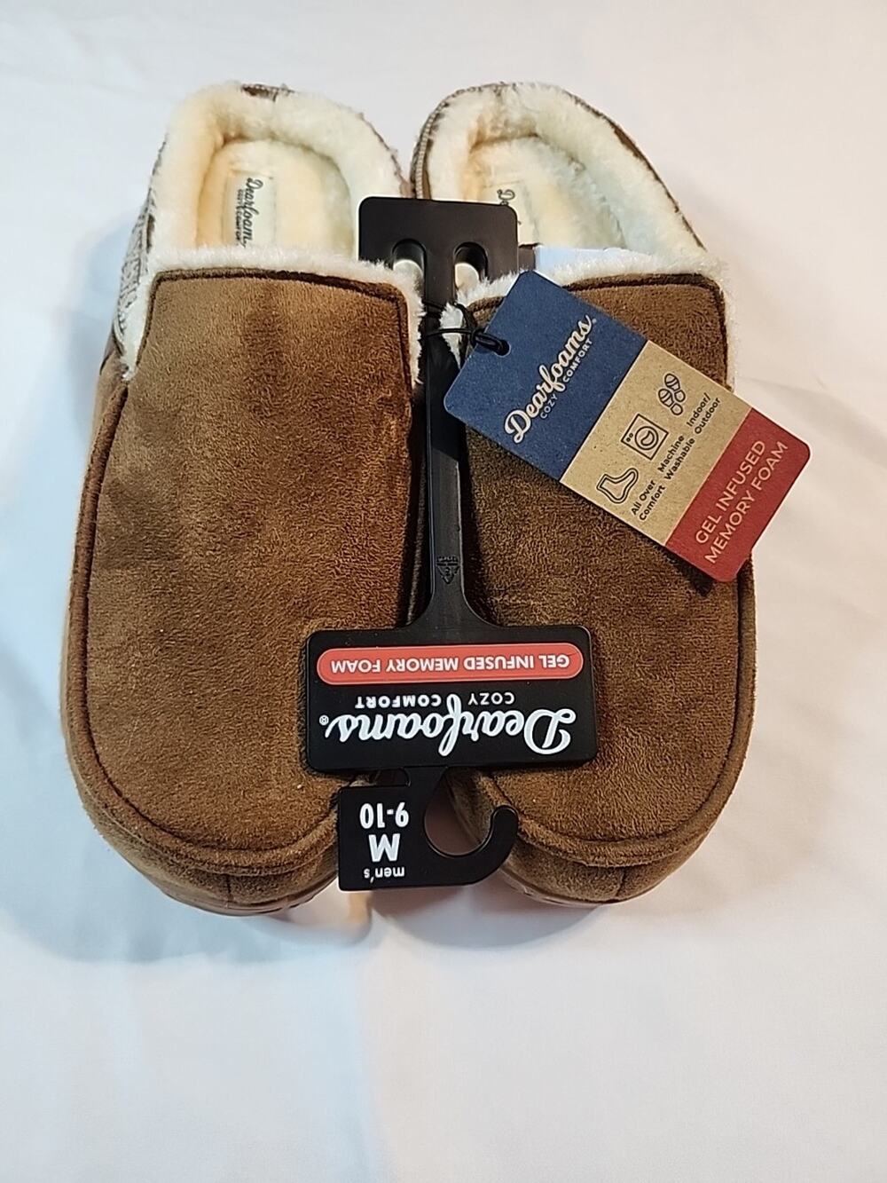 Dear Foam Men's Cozy Comfort Gel Infused Memory Foam Slippers, Medium sz 9-10